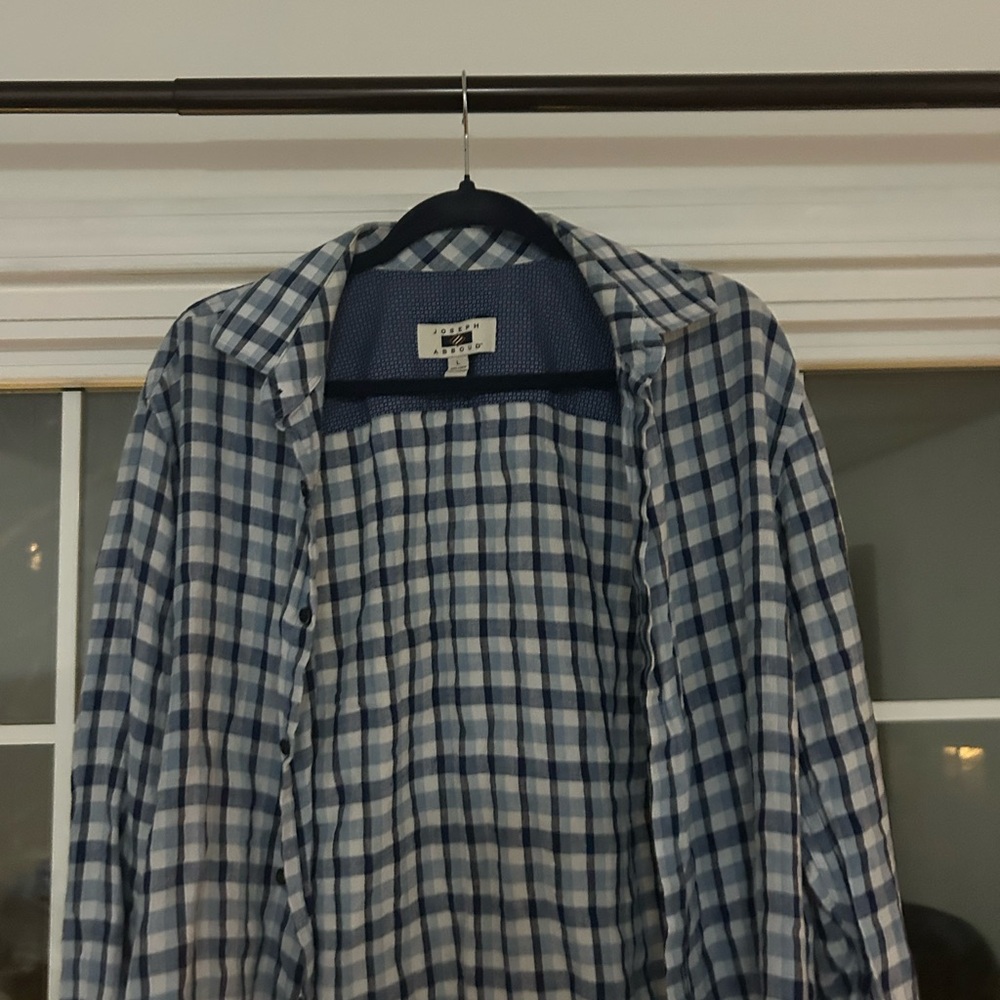 Joseph Abboud Blue and White Checkered Shirt Jacket